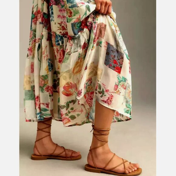 Brand New By Anthropologie Chiffon Smock Midi Dress - Picture 4 of 14